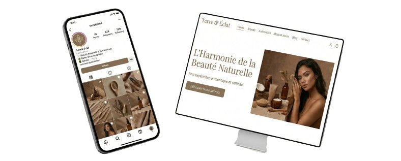 Modèle d'architecture web Intense : une immersion visuelle profonde et contrastée, idéale pour les salons de coiffure ou esthéticienne premium à Genève cherchant impact et autorité.