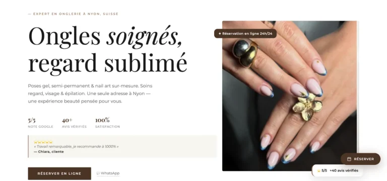 Création de site internet sur mesure pour institut de beauté à Genève, design premium et interface intuitive.